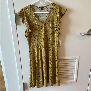 Mustard Yellow Ruffle Sleeve Dress
